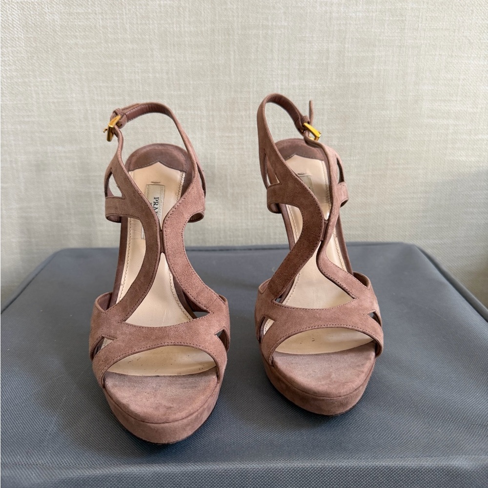 Authentic Prada rose pink Suede Platform High-Heel Sandals size 38 - Picture 2 of 7